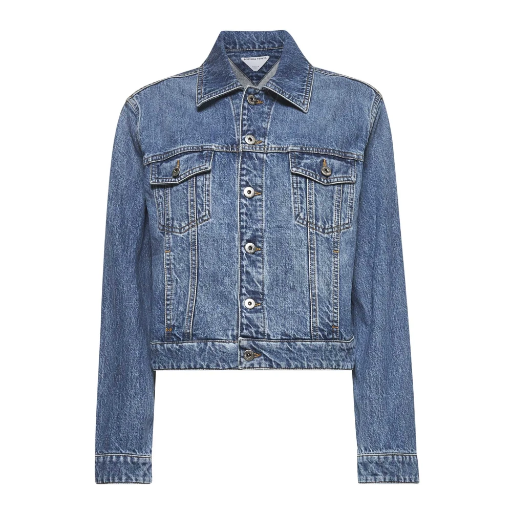 Bottega Veneta Blauwe Katoenen Jas met Metalen Knopen Blue Dames