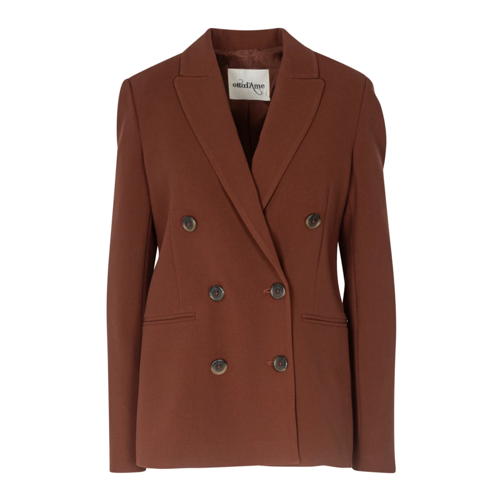 Ottod'Ame Dubbelrijige gabardine blazer Brown Dames
