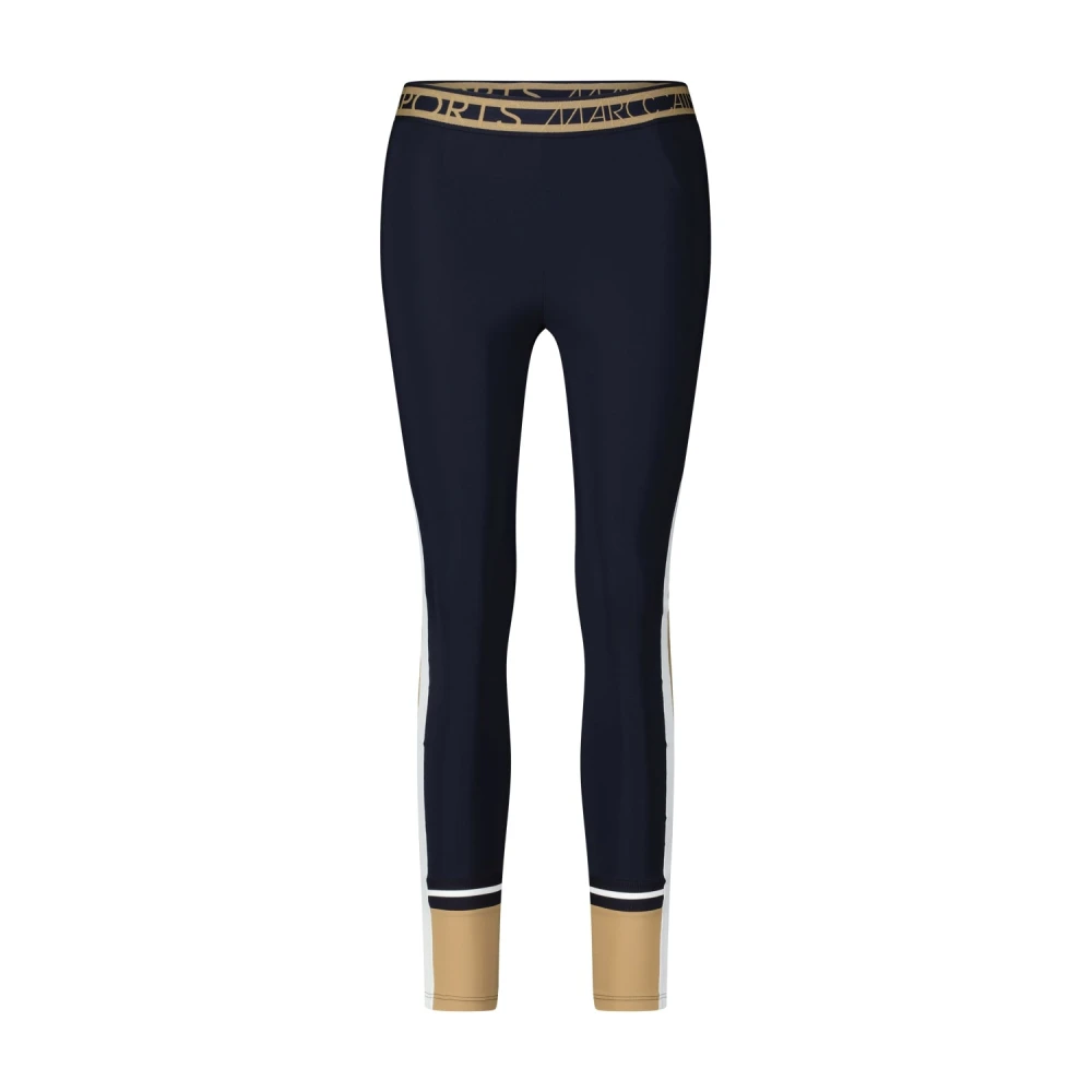 Marc Cain Colorblock Leggings met Brede Tailleband Blue Dames
