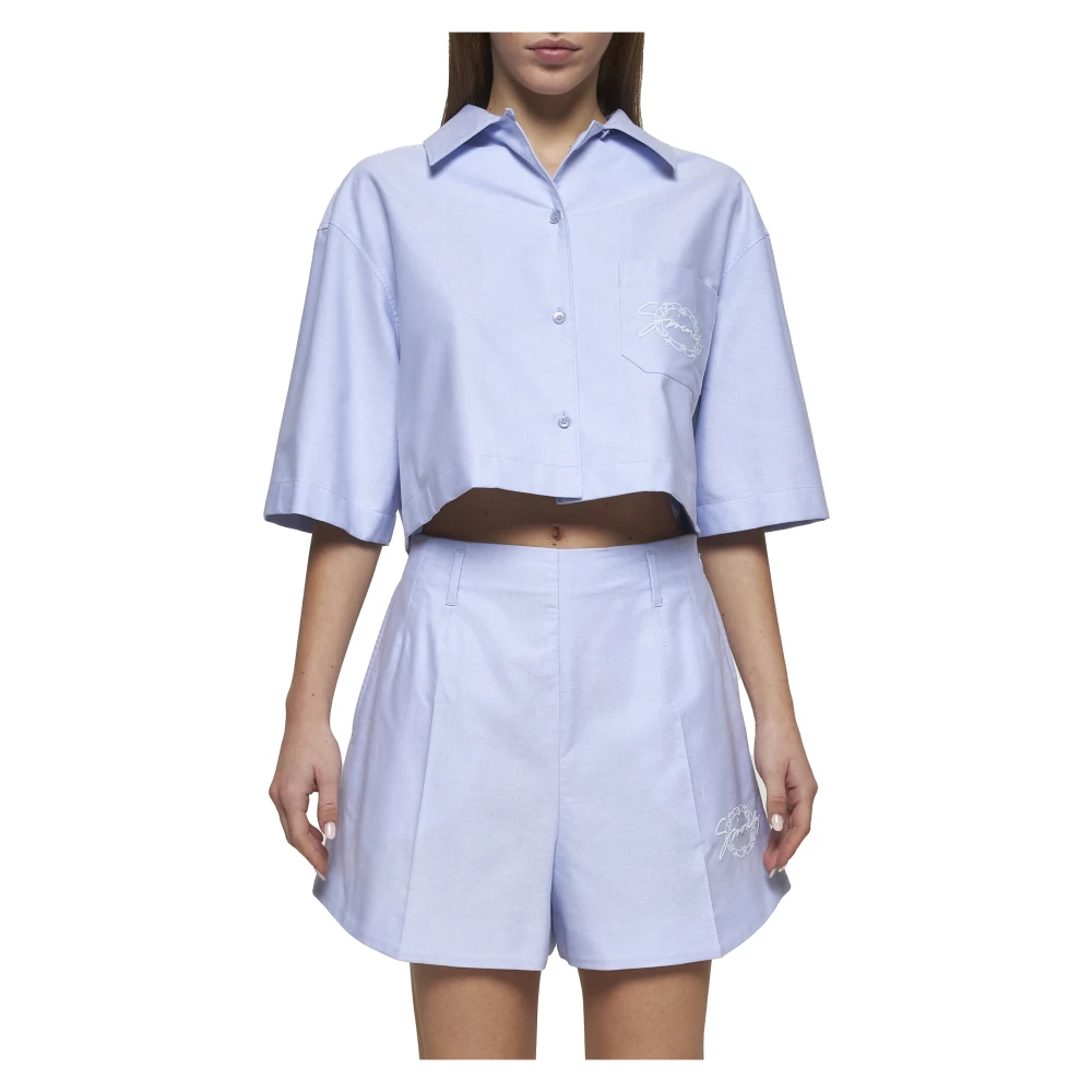 Givenchy Katoenen Cropped Shirt Blue Dames