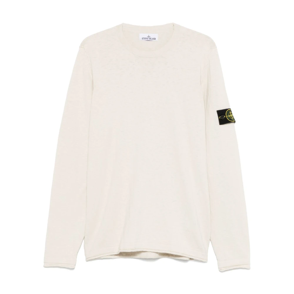 Stone Island Men's Beige Round-Neck Knitwear,, Jumper Small