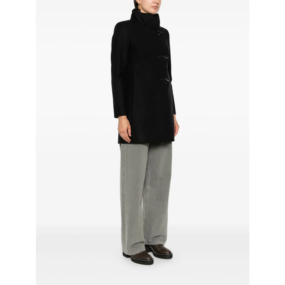Fay Zwarte Wollen Jas Black Dames
