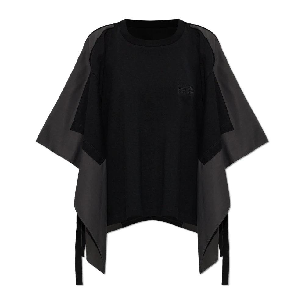 Mm6 Maison Margiela Women's Black Logo Top - T-Shirts - L - Tops
