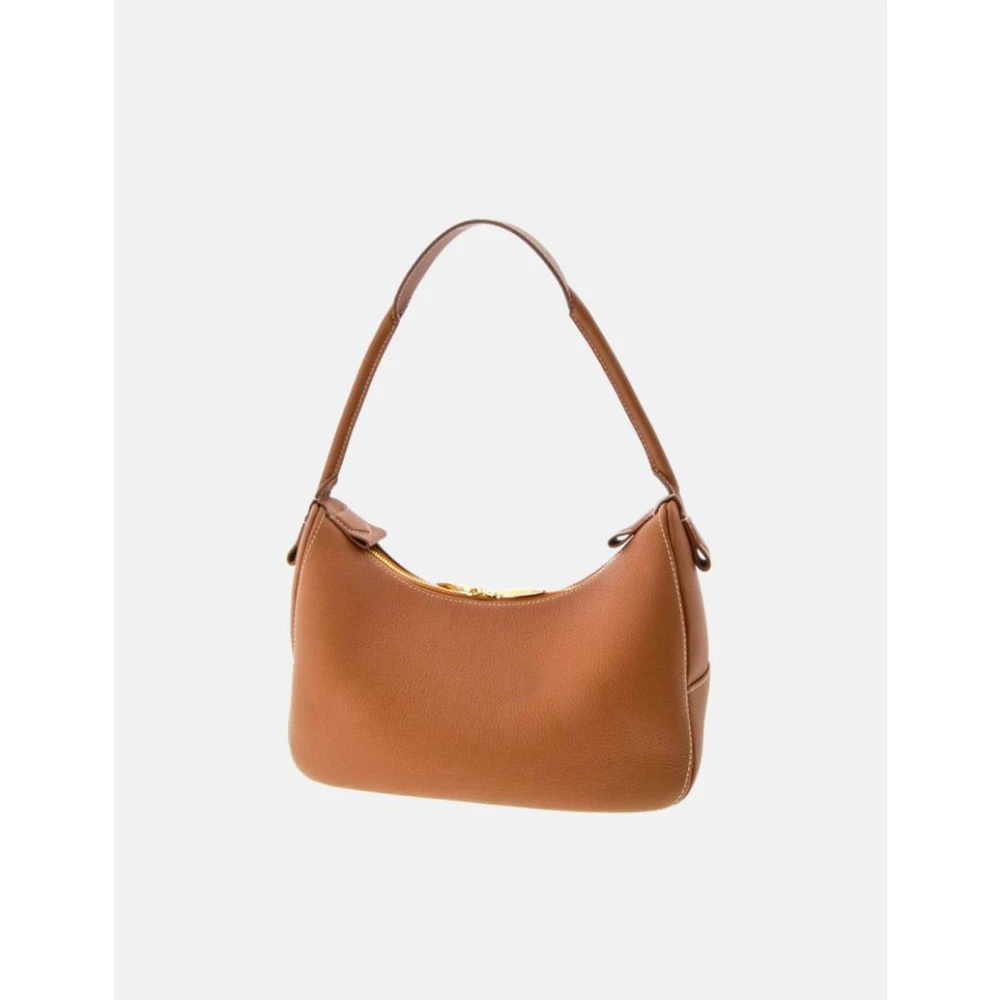 Carolina Herrera Blasón Schouder Leren Tas Brown Dames
