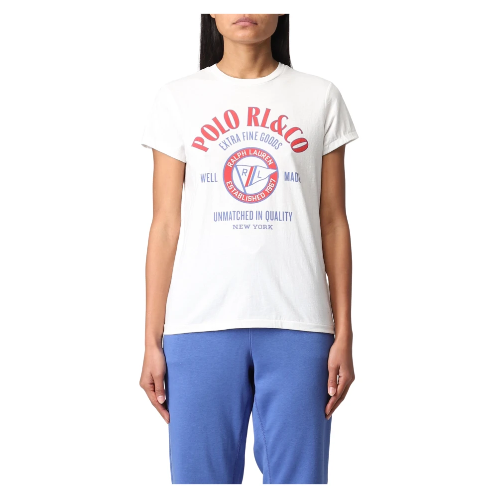 Polo Ralph Lauren Premium T-shirt för kvinnor med ikoniskt logotyp White, Dam