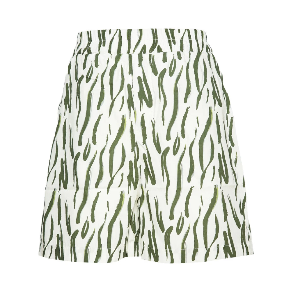 4Giveness Witte en Groene Animal Print Bermuda Shorts Multicolor Heren