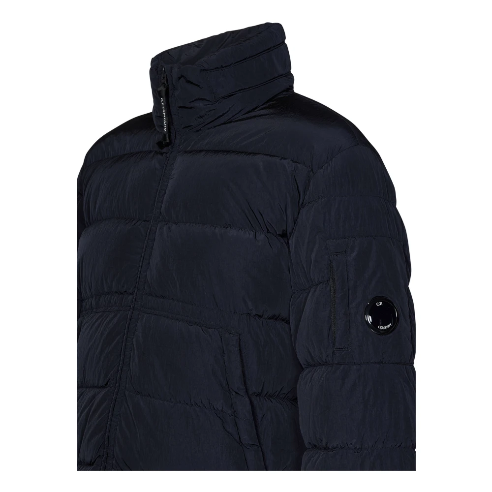 C.P. Company Blauwe Gewatteerde Jas met Lensdetail Blue Heren