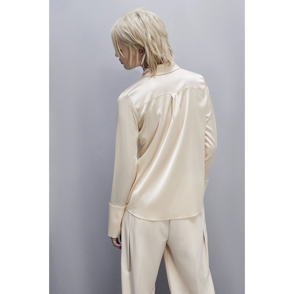 PATRIZIA PEPE Boyfriend-fit Satijnen Overhemd Beige Dames