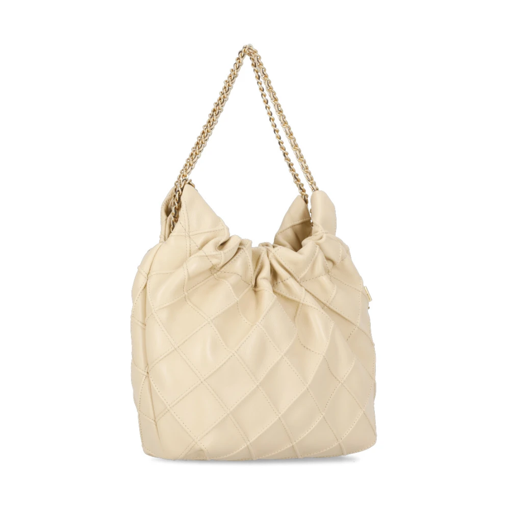 TORY BURCH Beige Leren Schoudertas met Ketting Beige Dames
