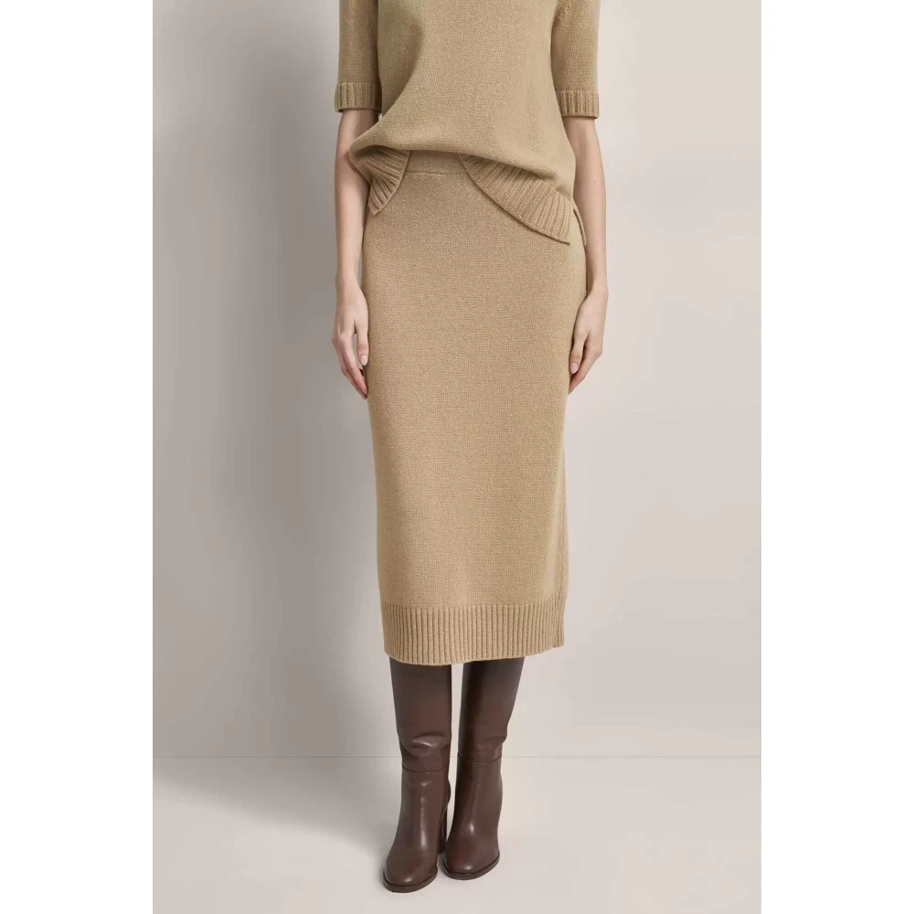 Bugatti Geribbelde wollen rok met split Brown Dames