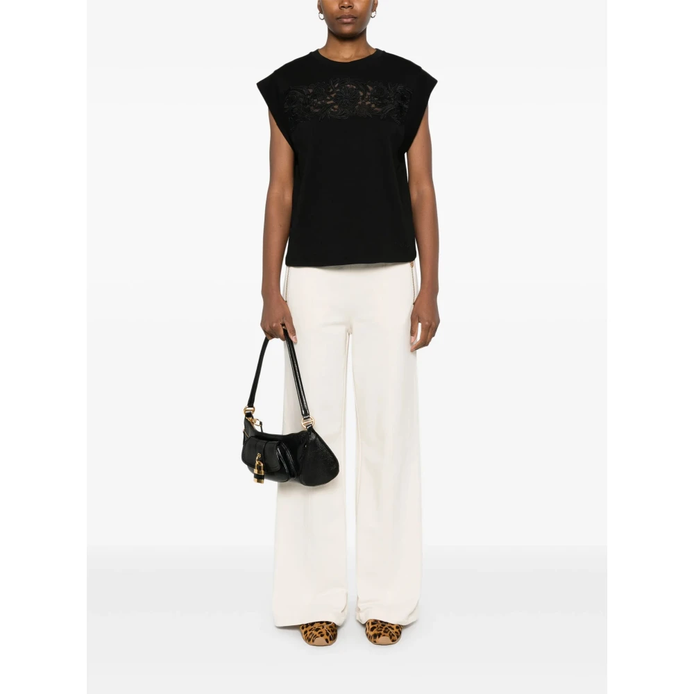 Twinset Kanten Inzet T-Shirt Black Dames