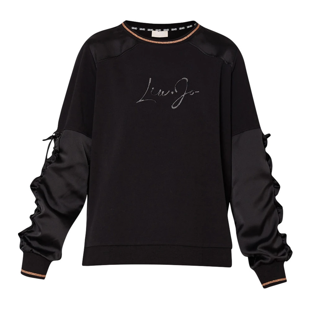 Liu Jo Katoenen sweatshirt met satijnen mouwen Black Dames