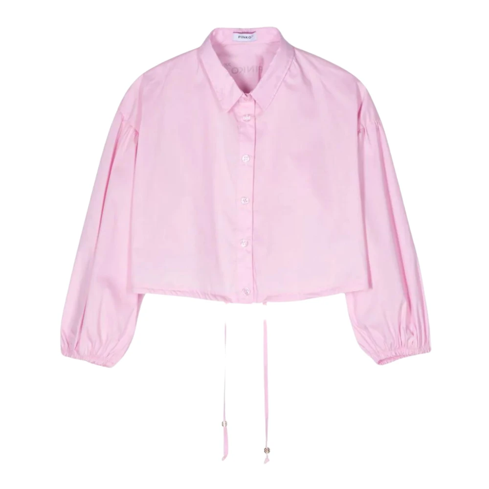 Pinko Cropped skjorta med puffärmar Pink, Flicka