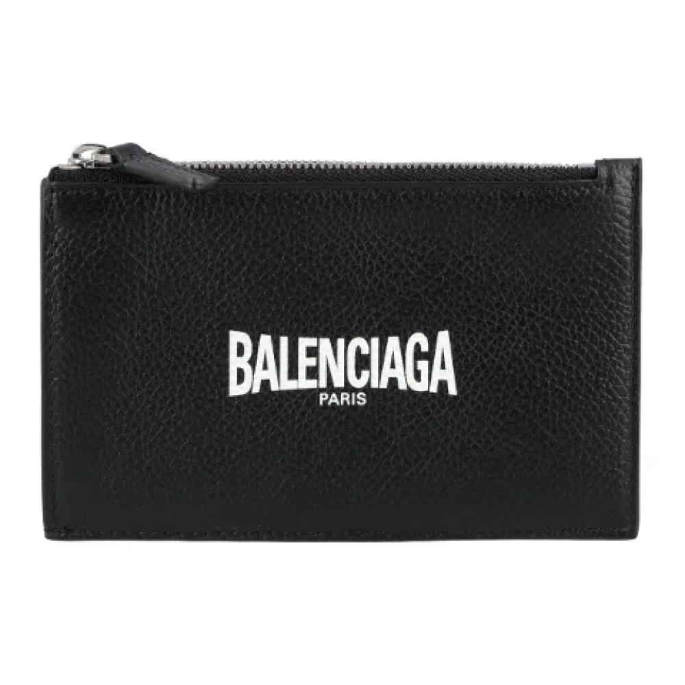 Balenciaga Leren Portemonnee Black Dames