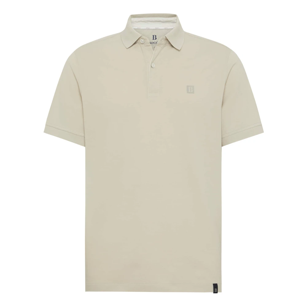 Boggi Milano Katoenen Piqué Polo Shirt Beige Heren