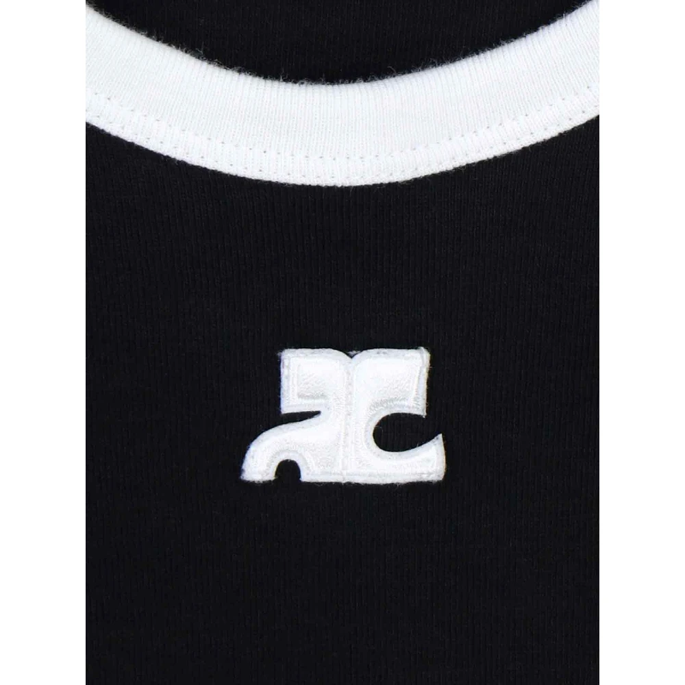 Courrèges Zwart Logo Geborduurd T-Shirt Black Dames