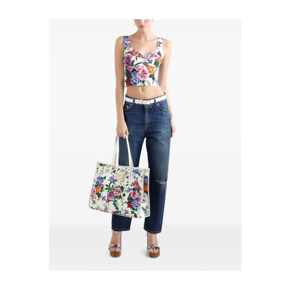 Dolce & Gabbana Canvas Shoppingtassen met Dubbele Handvatten Multicolor Dames