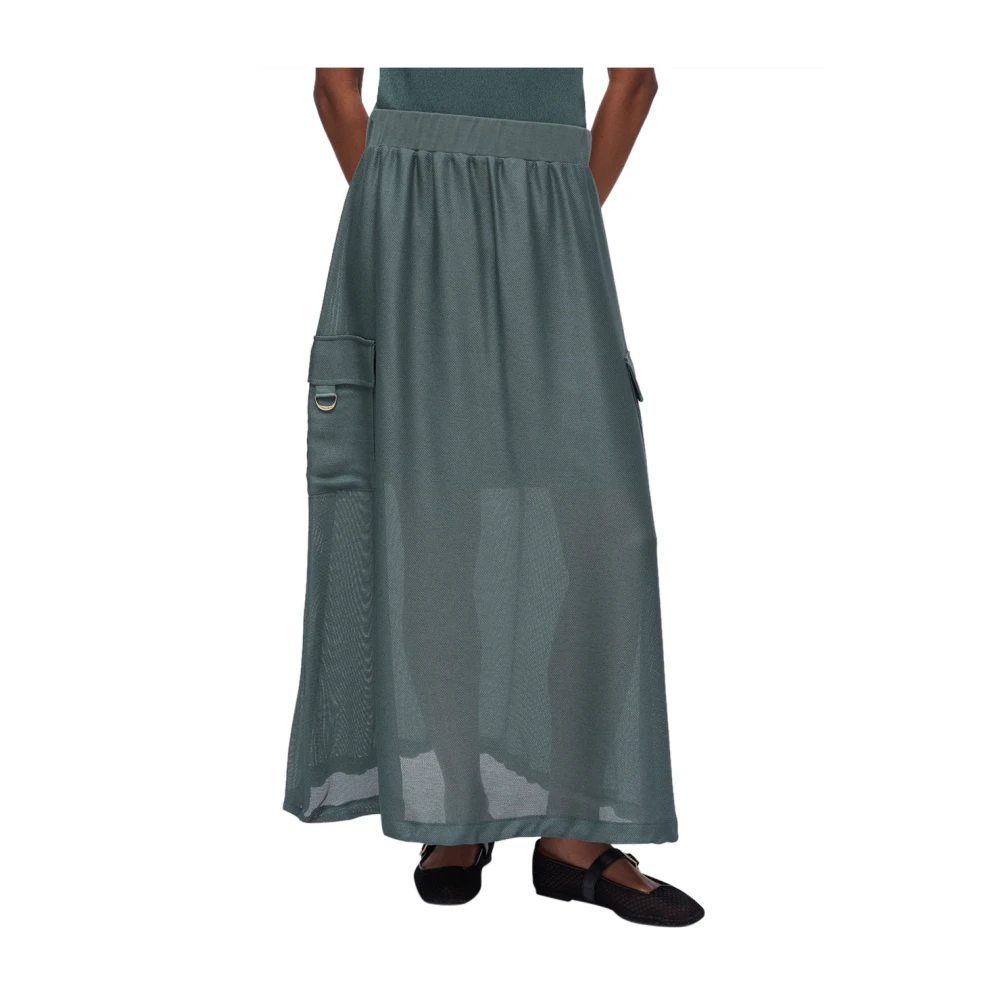 Liu Jo Vrouw Groente Rokken Dames, Groen, M, Katoen, Lange Mesh Rok