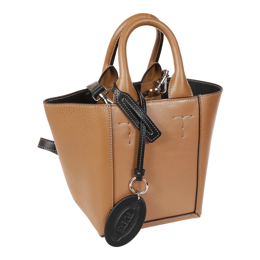 TOD'S Bruine leren tas met iconisch logo Brown Dames