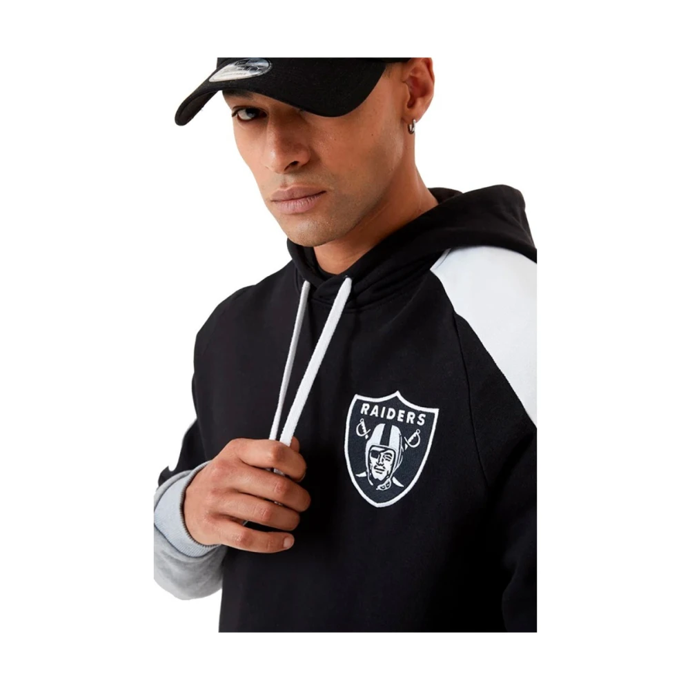 new era Zwarte Raiders Contrast Panel Hoodie Multicolor Heren