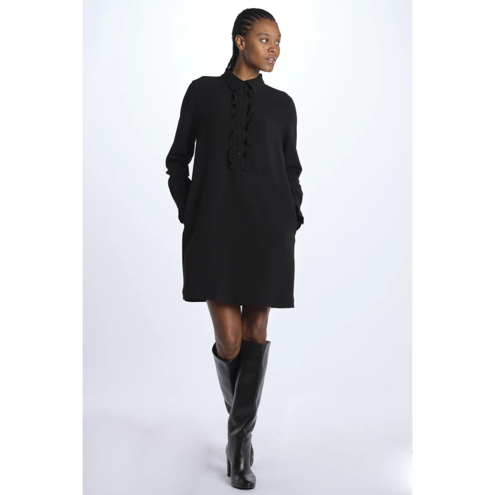 Aspesi Zwarte Cady Mini Jurk met Ruches Black Dames