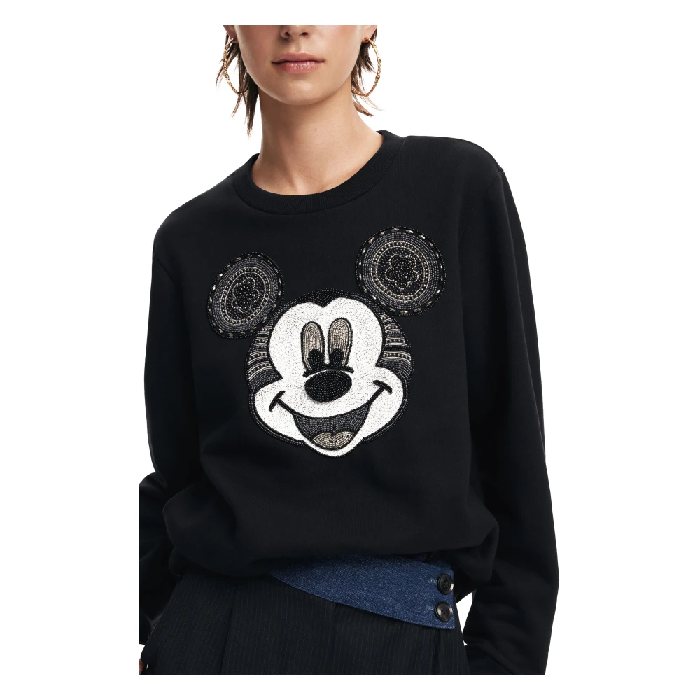 Desigual Zwart Print Langemouwensweatshirt Black Dames