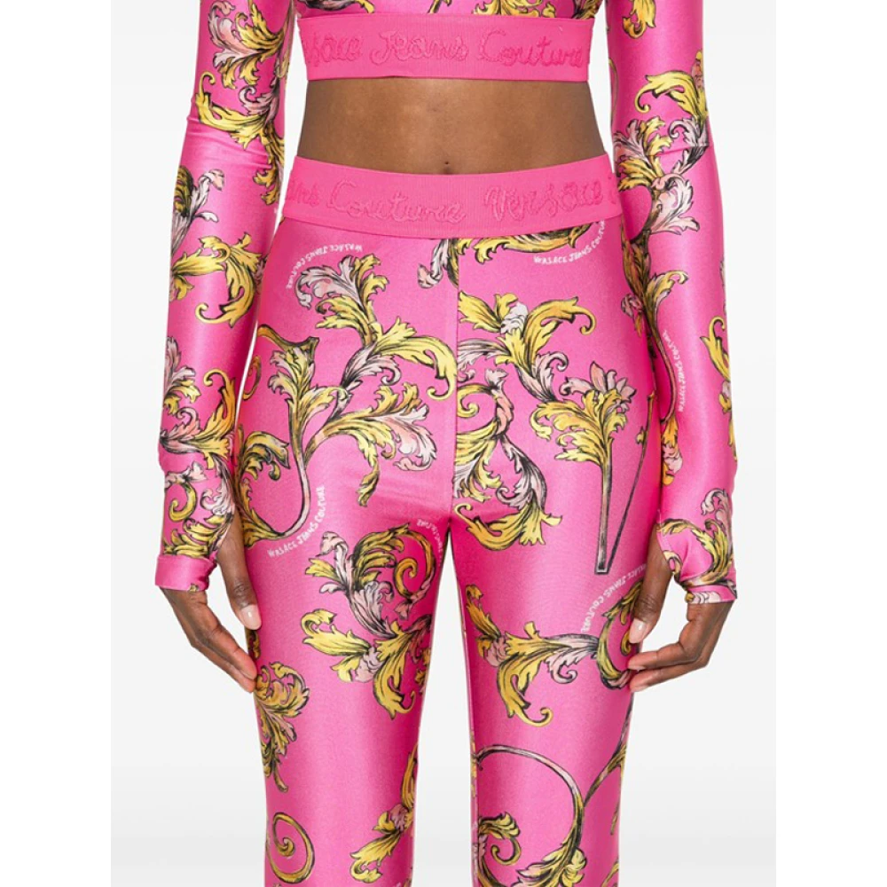 Versace Jeans Couture Barocco Print Leggings in Fuchsia Roze Pink Dames