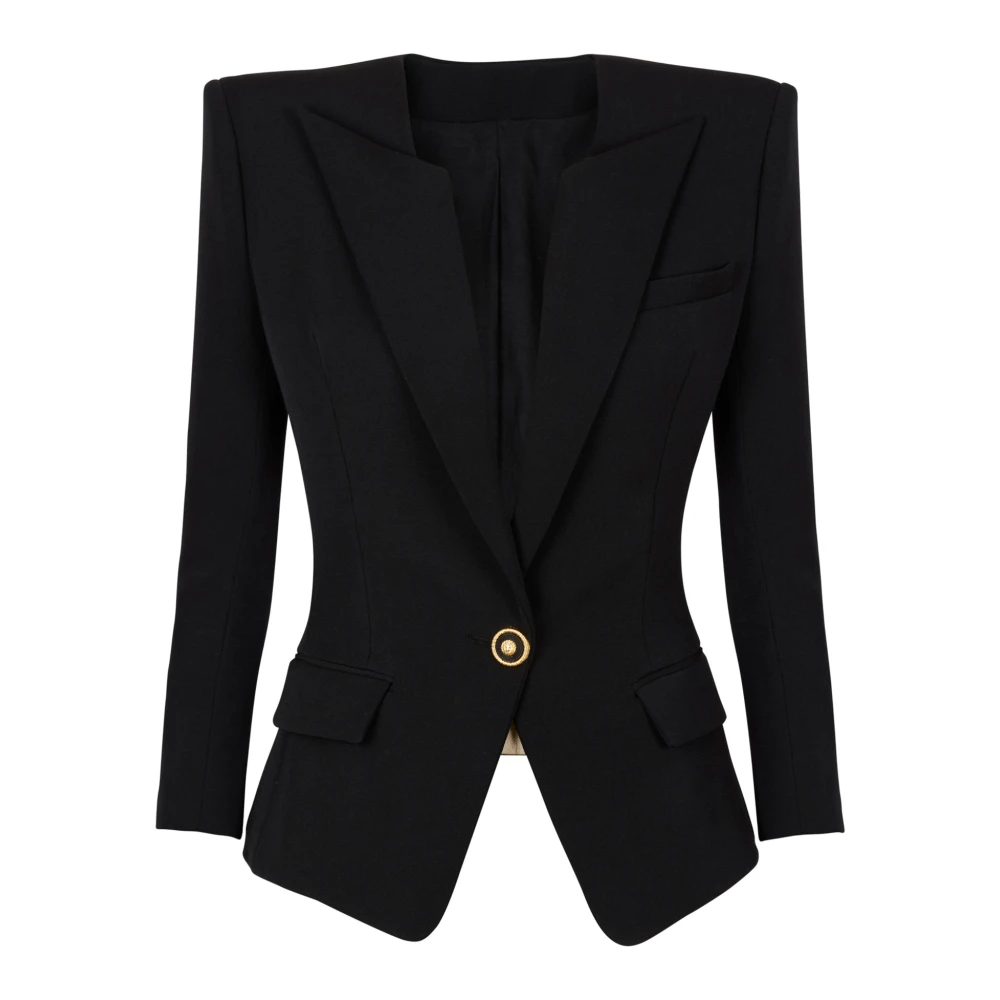 Balmain Grain de poudre 1-knoops jasje Black Dames