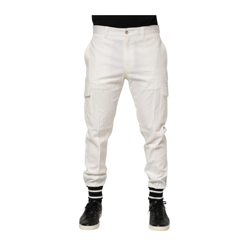 Dolce & Gabbana Mannelijk Wit Broeken Heren, L, Katoen, Cargo Skinny Jogger Broek