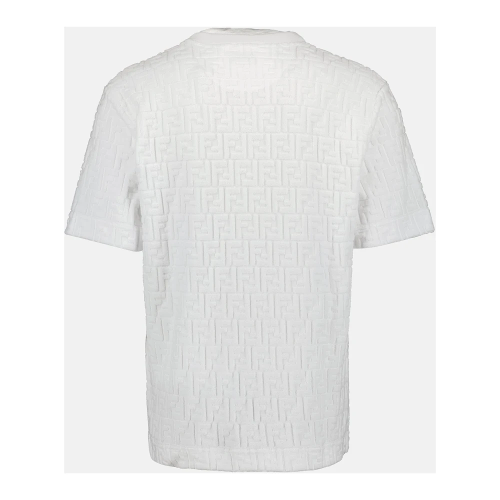 Fendi Katoenen Spons T-shirt met FF Patroon White Heren