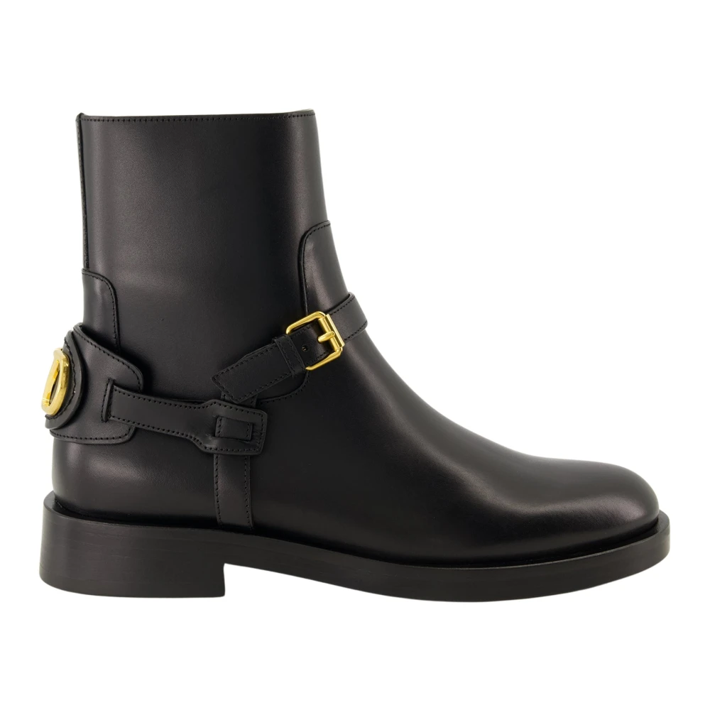 Valentino Garavani Women's Black Vlogo Leather Ankle Boots - Ankle Boots - 8 Uk - Shoes
