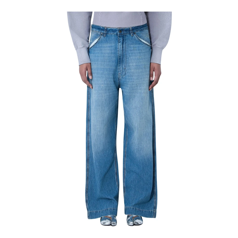 Maison Margiela Women's Blue Wide-Leg Denim Jeans - Wide Jeans - 2XS - Jeans