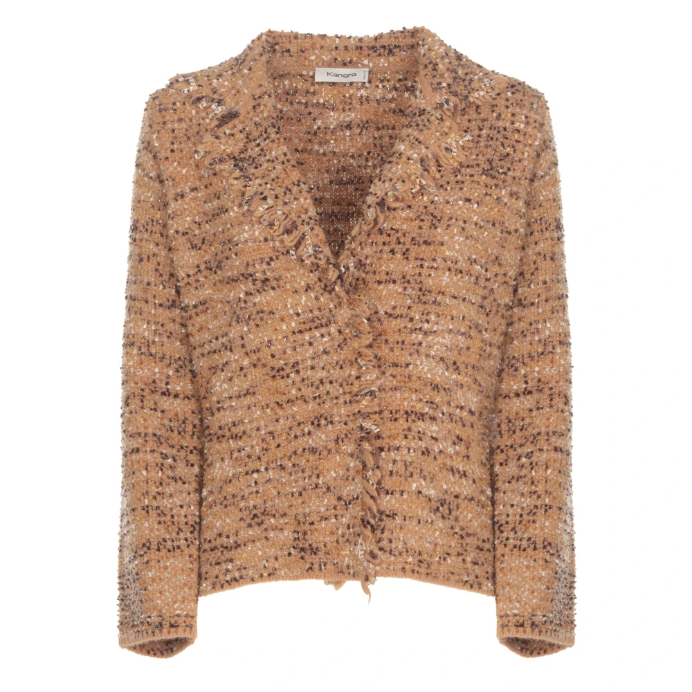 Kangra Bruine Kasjmier Wollen Jas met Lurex Brown Dames