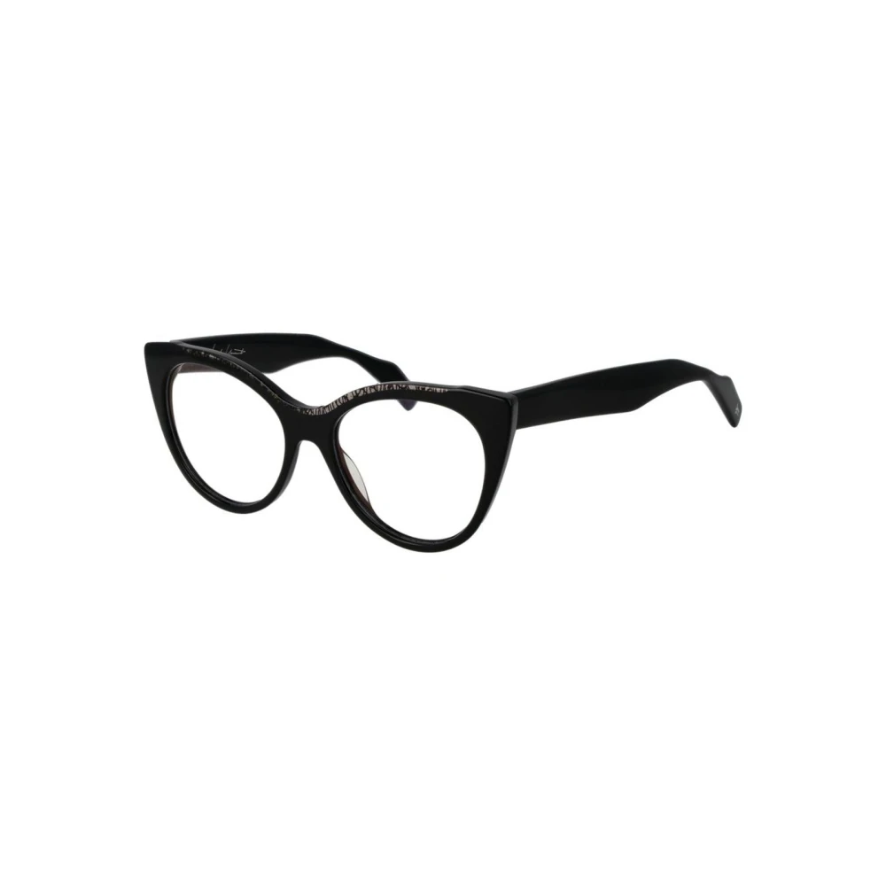 Yohji Yamamoto Women's Black Glasses, One Size, Blue-Filter Cat Eye Optical Frames
