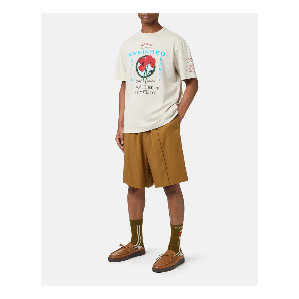 Iceberg Beige patroon regular-fit katoenen jersey T-shirt Beige Heren