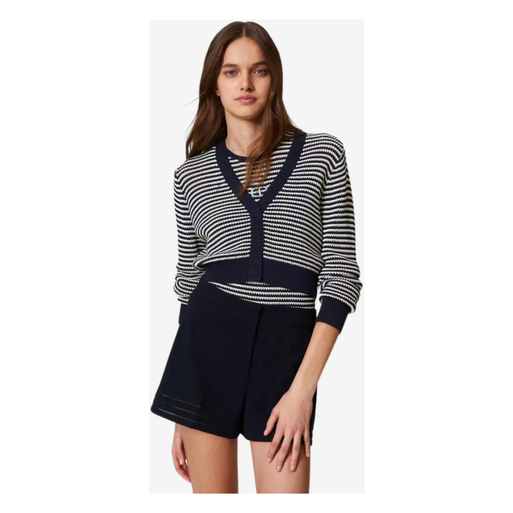 Twinset Bicolor Gebreide Vest en Top Black Dames