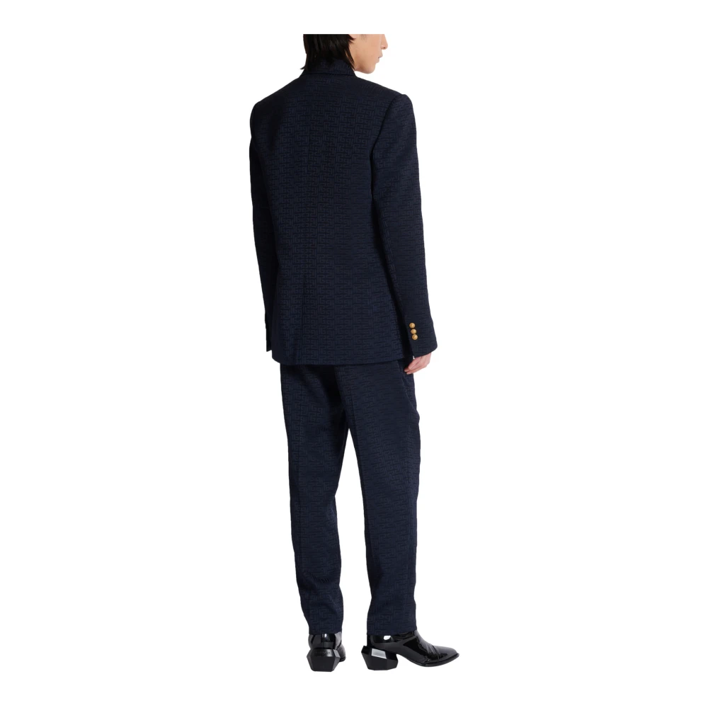 Balmain PB Labyrinth satin jacquard blazer Blue Heren