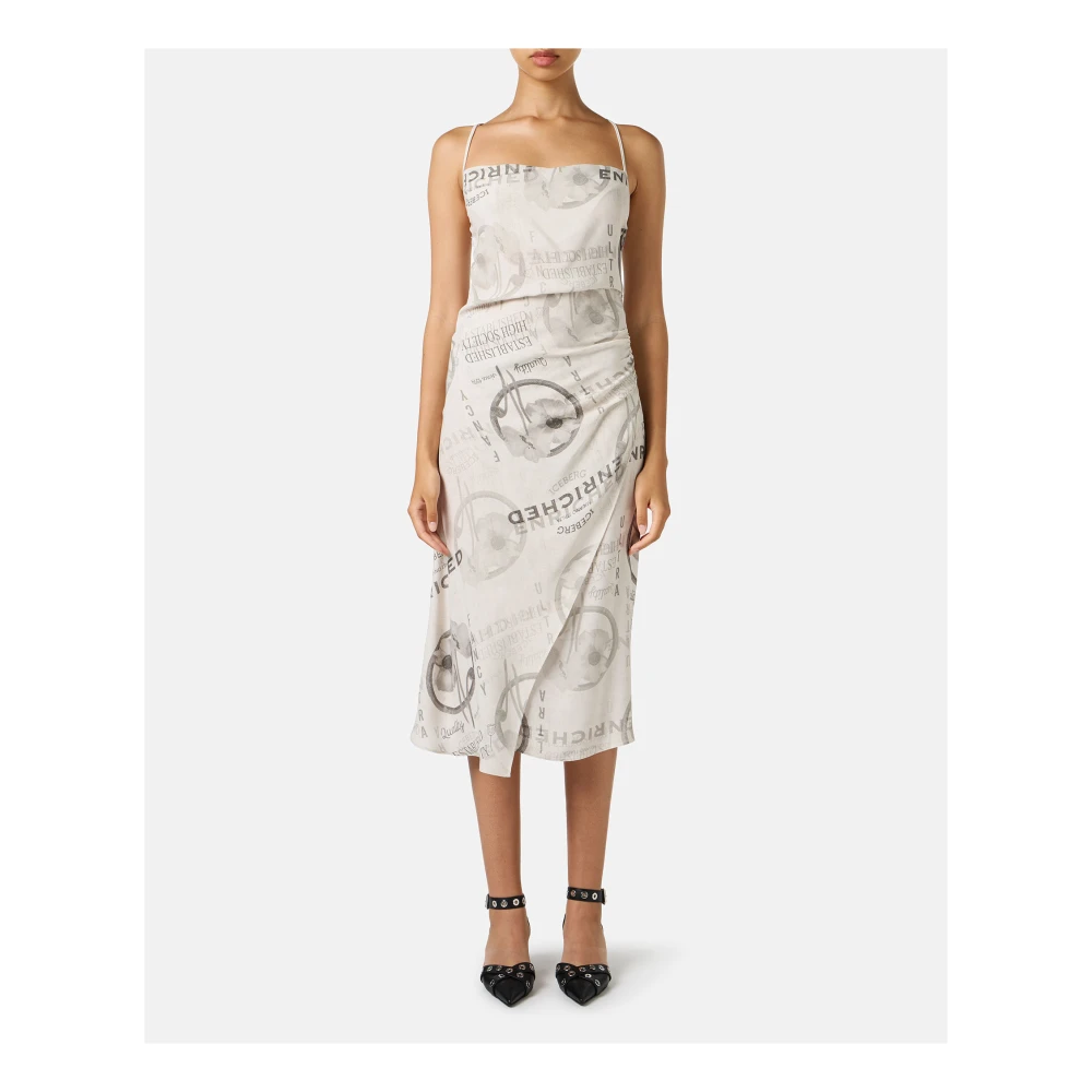 Iceberg Midi-jurk met schouderbandjes van dubbele viscose georgette in stuc kleur Beige Dames