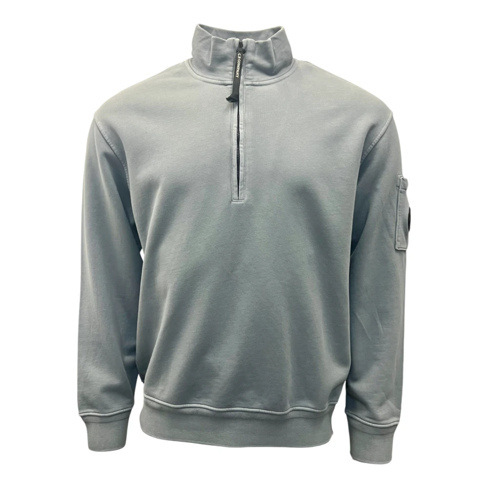 C.P. Company Diagonaal Fleece Troyer Sweatshirt Blauw Gray Heren
