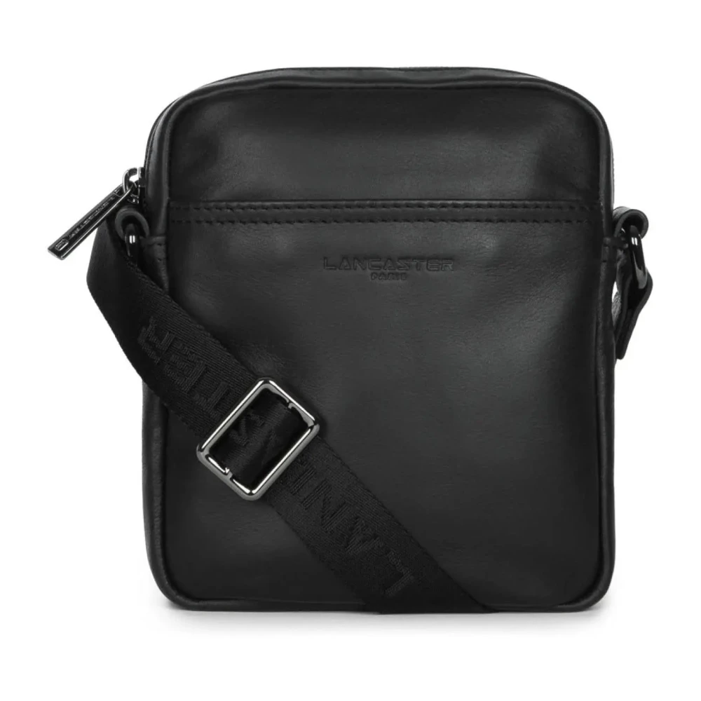 Lancaster Black Vintage Leather Men's Bag - Male - Cross Body Messenger - One Size - Bags