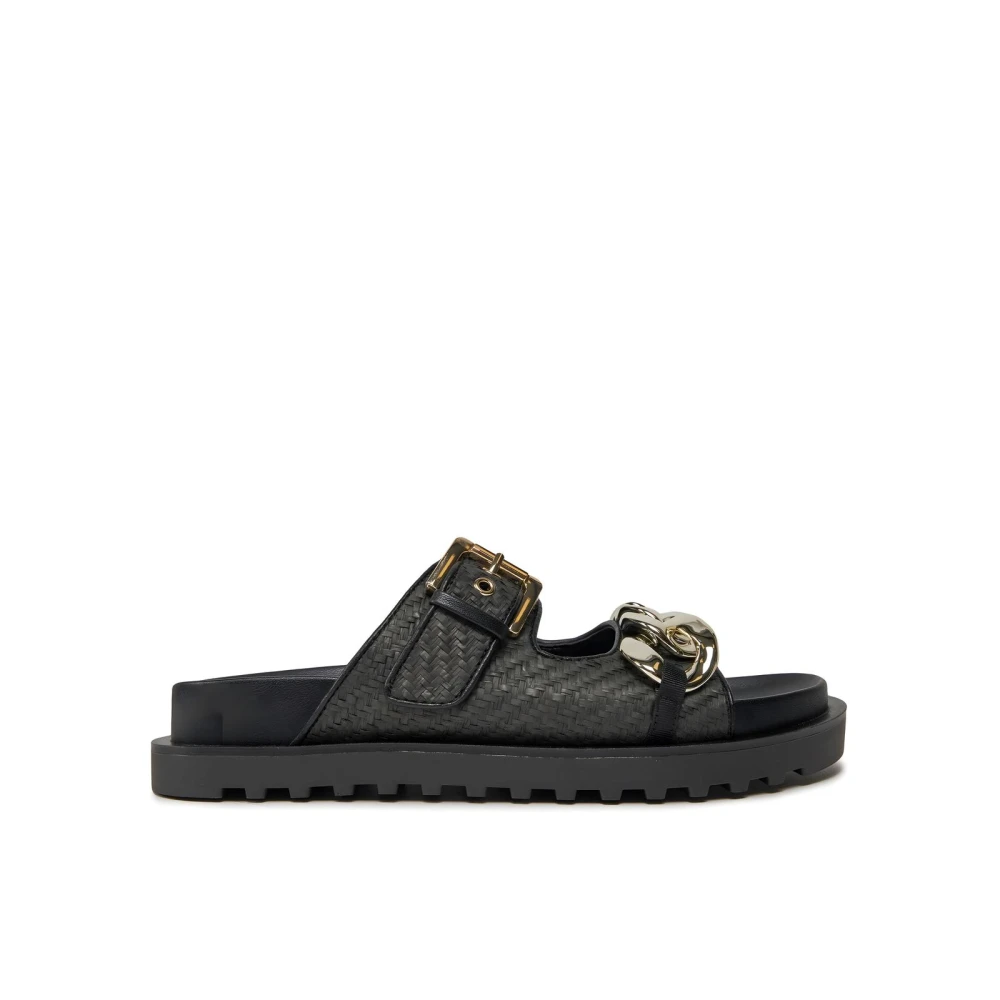 Guess Svart Spänne Platta Sandal