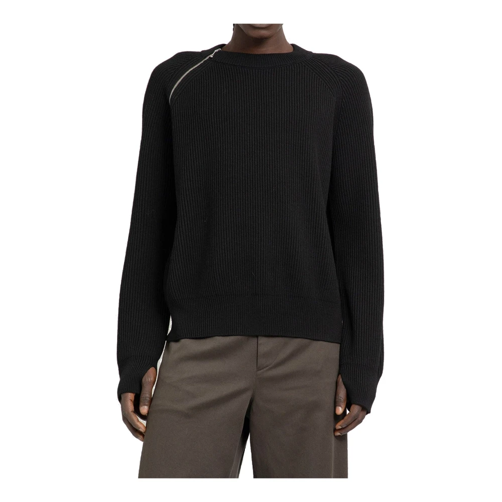 Burberry Wollen trui met geruite manchetten Black Heren