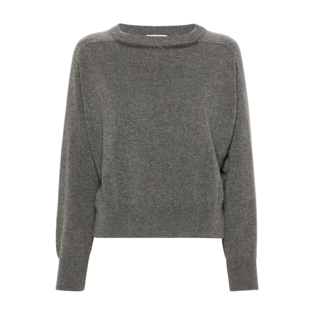 BRUNELLO CUCINELLI Kasjmier Gebreide Trui Monili Detail Gray Dames