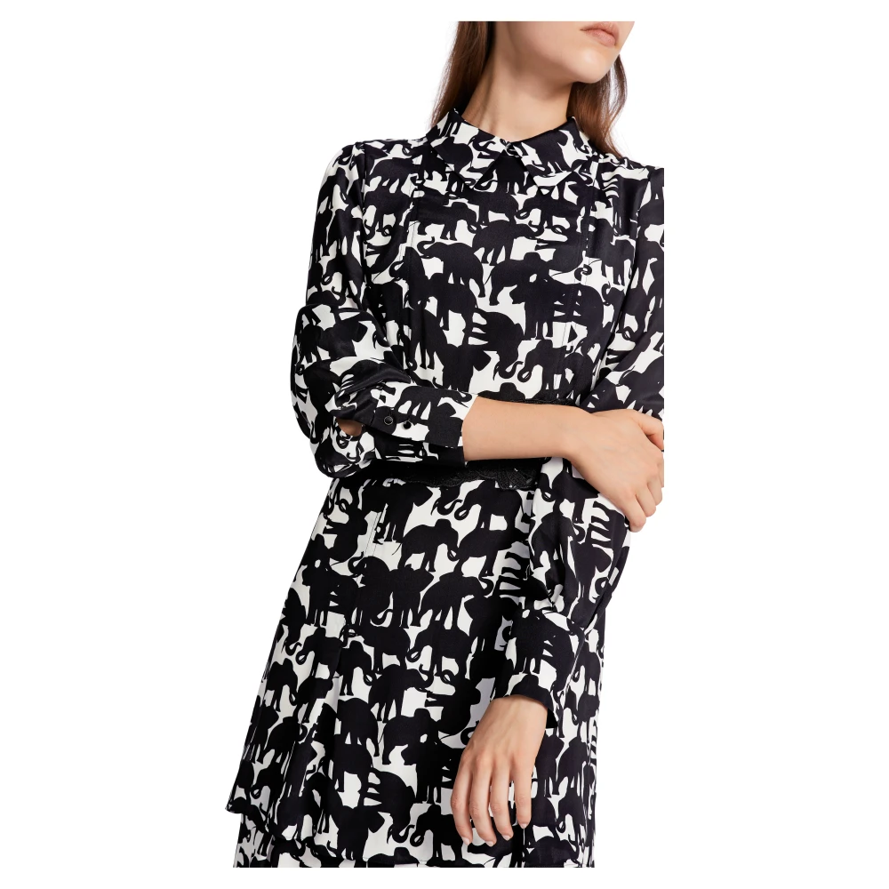 Marc Cain Zijden jurk met olifantenprint Multicolor Dames