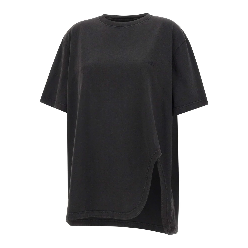 The Attico Black Shaped Split T-Shirt - Female - T-Shirts - M - Tops