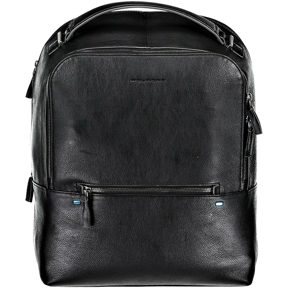 Piquadro Mannelijk Zwart E Leren Unisex Rugzak Met Trolleysysteem