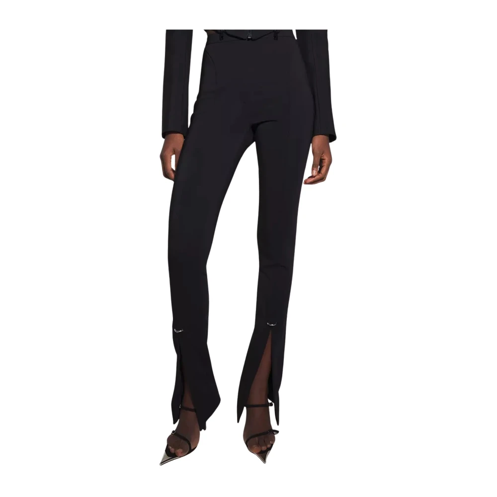 Mugler Black High-Waisted Trousers With Flare - Female - Wide Trousers - Xs - Trousers