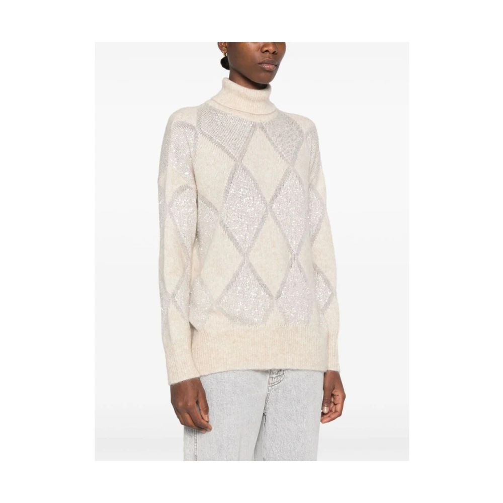 BRUNELLO CUCINELLI Beige Gebreide Paillet Sweater Beige Dames