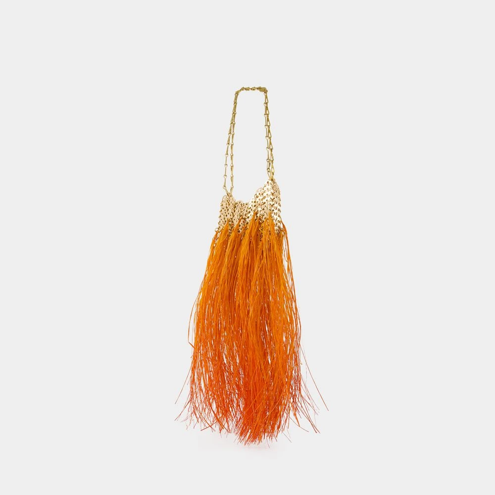 Paco Rabanne Oranje Raffia Franjes Schoudertas Orange Dames