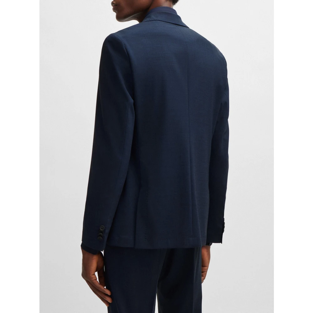 Hugo Boss Blauw Wolmix Slim Fit Pak Blue Heren